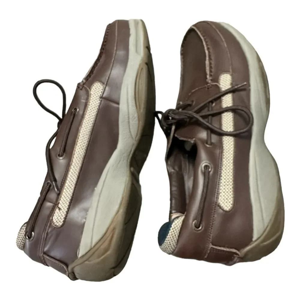 Ped-Lite Men's Neuropathy Boat Shoe - Oliver brown leather size 11.5M